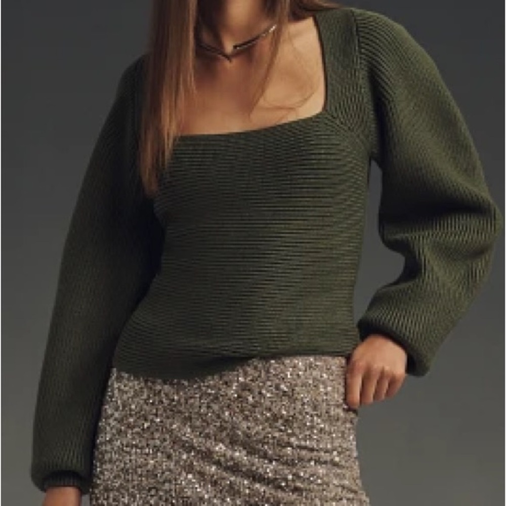 Maeve Square-Neck Wide-Sleeve Sweater